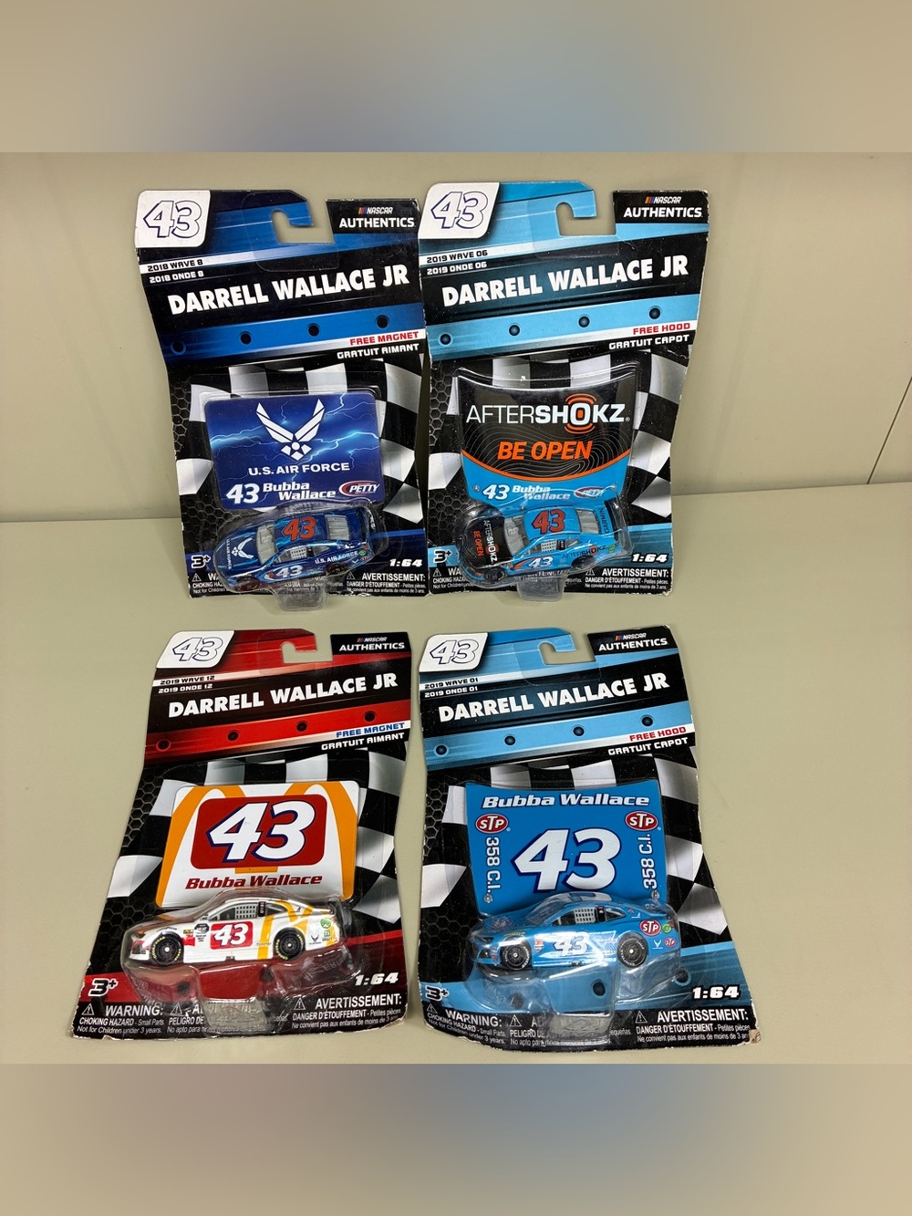 Darrell Bubba Wallace #43 NASCAR Authentics 1:64 Diecast Lot (4) Air Force STP
